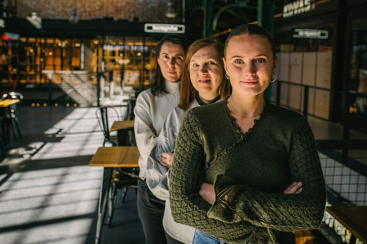 Our marketing team - front to back: Anne Mouritsen, Katarzyna Kaleta, and Alma Oprasic.